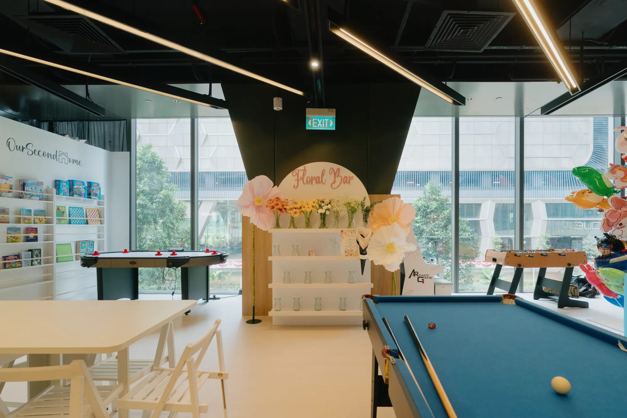 Floral bar and games corner